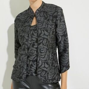Joseph Ribkoff Jacquard Rose Pattern Blazer Jacket